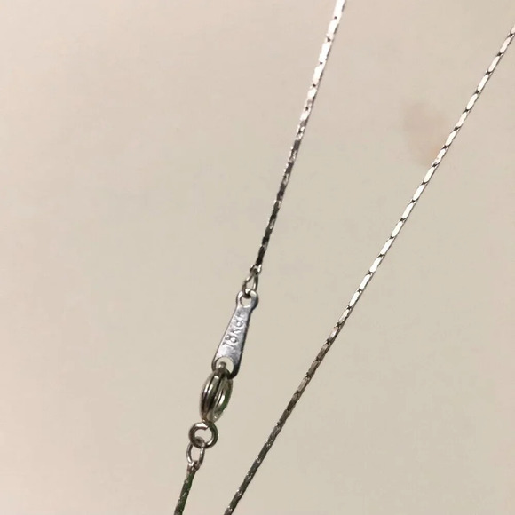 Thin Chain Necklace Silver Tone Stamped 18KGP - Picture 2 of 13
